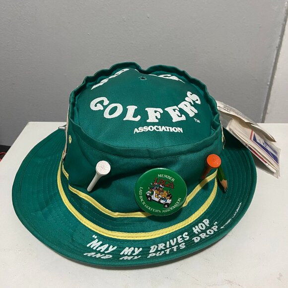 NEW Vintage 1989 Laid Back Golfer's Association Survival Bucket Hat Green Large - Picture 1 of 9